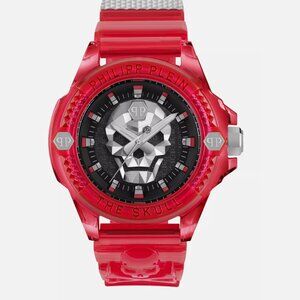 Philipp Plein Mens Transparent Red 45mm Designer Watch